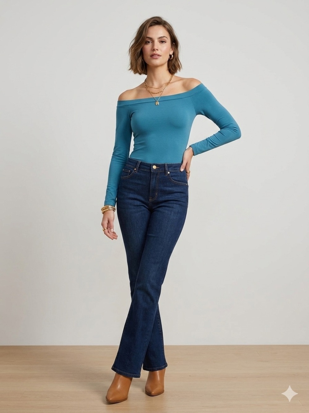 Wolford Teal Off Shoulder Bodysuit Long Sleeve Luxury Stretch Fitted Top SMALL